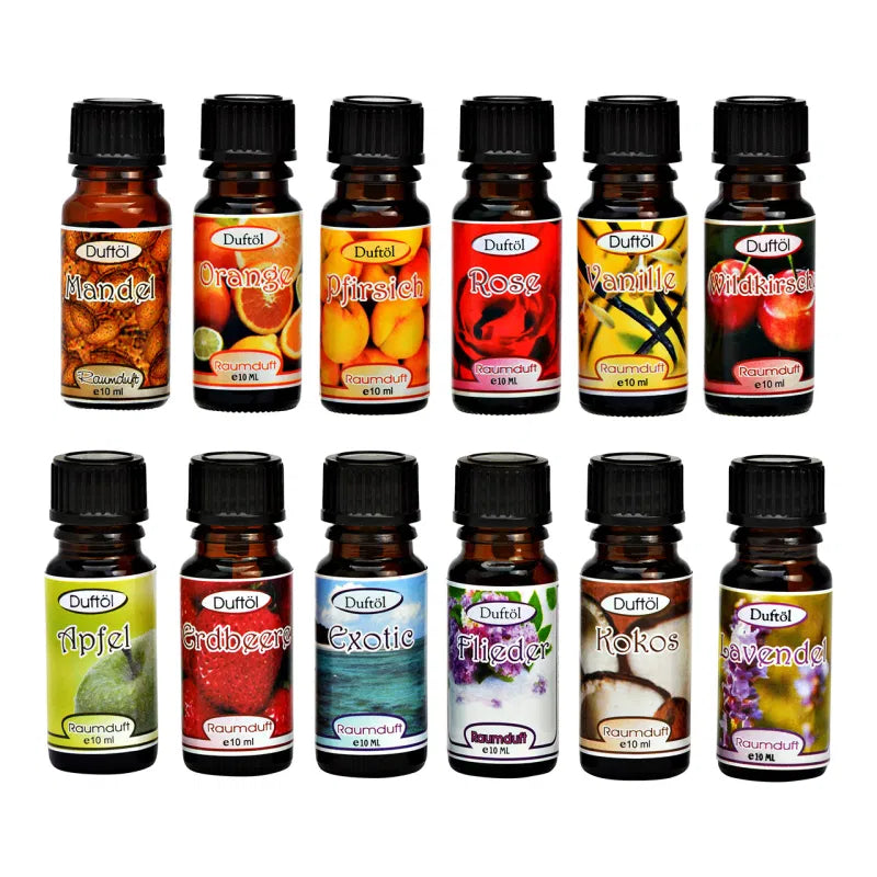 Raumduft-Öle, 10ml, Verschieden Sorten, Mandel, Orange, Pfirsich, Rose, Vanille, Wildkirsche, Apfel, Erdbeere, Exotic, Flieder, Kokos, Lavendel