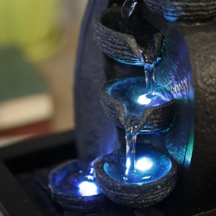 Zimmerbrunnen – Wasserfall V2 – Durchfluss 4 Stufen LED-Licht – Zen und entspannende Deko – Geschenkidee - Zen'Arôme