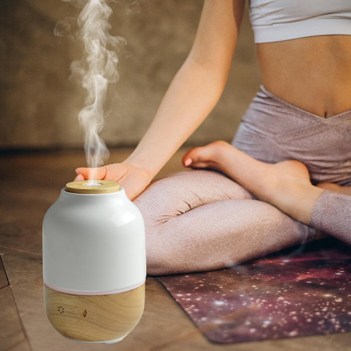 Ultraschalldiffusor – Purisia – Holz- und Keramikdesign – Diffusion ätherischer Öle – anpassbare Beleuchtung – dekorative Idee - Zen'Arôme