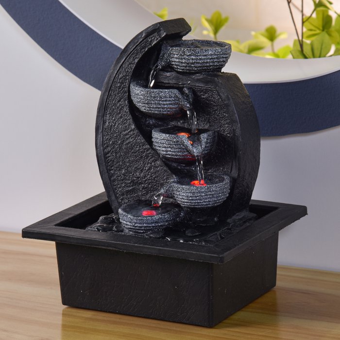 Zimmerbrunnen – Wasserfall V2 – Durchfluss 4 Stufen LED-Licht – Zen und entspannende Deko – Geschenkidee - Zen'Arôme