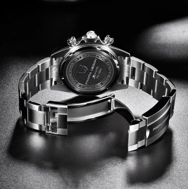 Pagani Design PD-1644 – Luxus Automatik Uhr 40mm Chronograph Edelstahl Saphirglas Keramiklünette 100m Wasserdicht – Neu OVP