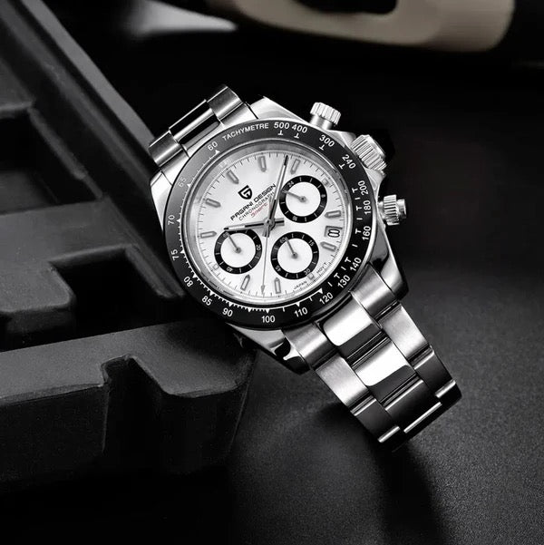 Pagani Design PD-1644 – Luxus Automatik Uhr 40mm Chronograph Edelstahl Saphirglas Keramiklünette 100m Wasserdicht – Neu OVP