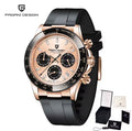 Pagani Design PD-1644 – Luxus Quarz Uhr 40mm Chronograph Silikon Edelstahl Saphirglas Keramiklünette 100m Wasserdicht – Neu OVP