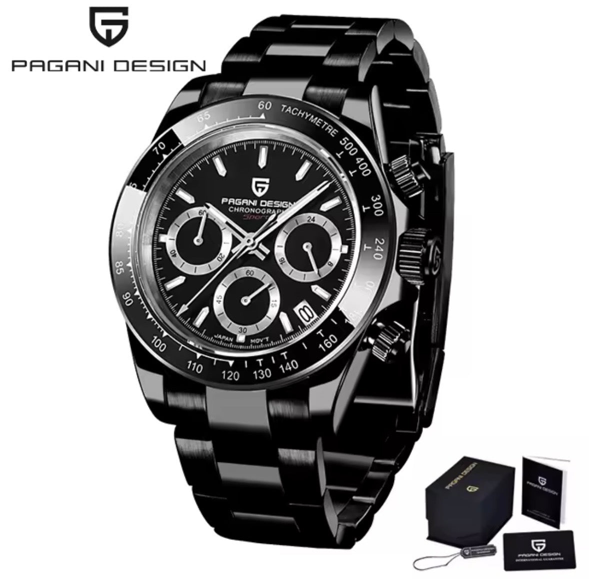 Pagani Design PD-1644 – Luxus Quarz Uhr 40mm Chronograph Edelstahl Saphirglas Keramiklünette 100m Wasserdicht – Neu OVP