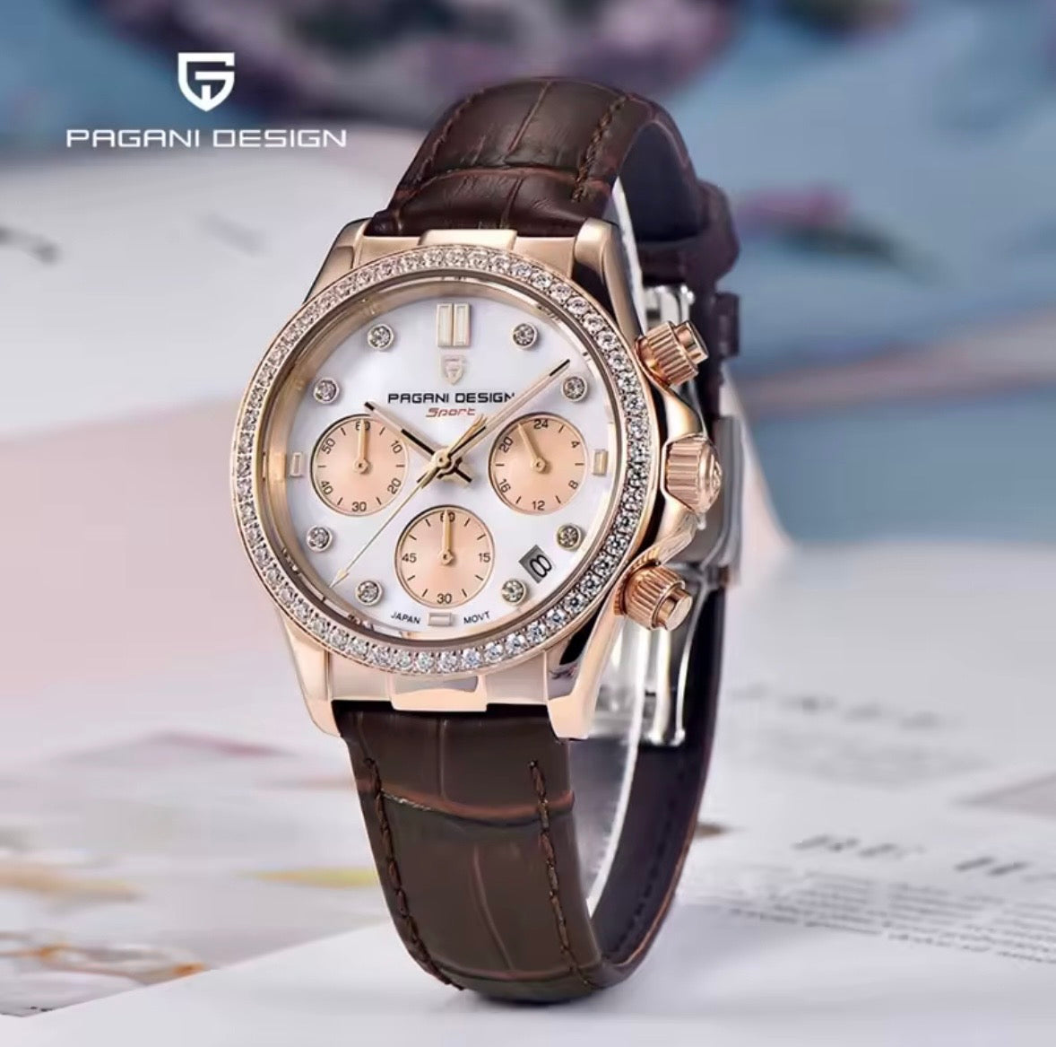 Pagani Design PD-1730 – Luxus Chronograph Uhr 36mm Quarz Lederarmband Saphirglas