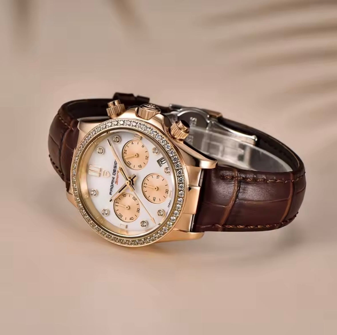 Pagani Design PD-1730 – Luxus Chronograph Uhr 36mm Quarz Lederarmband Saphirglas