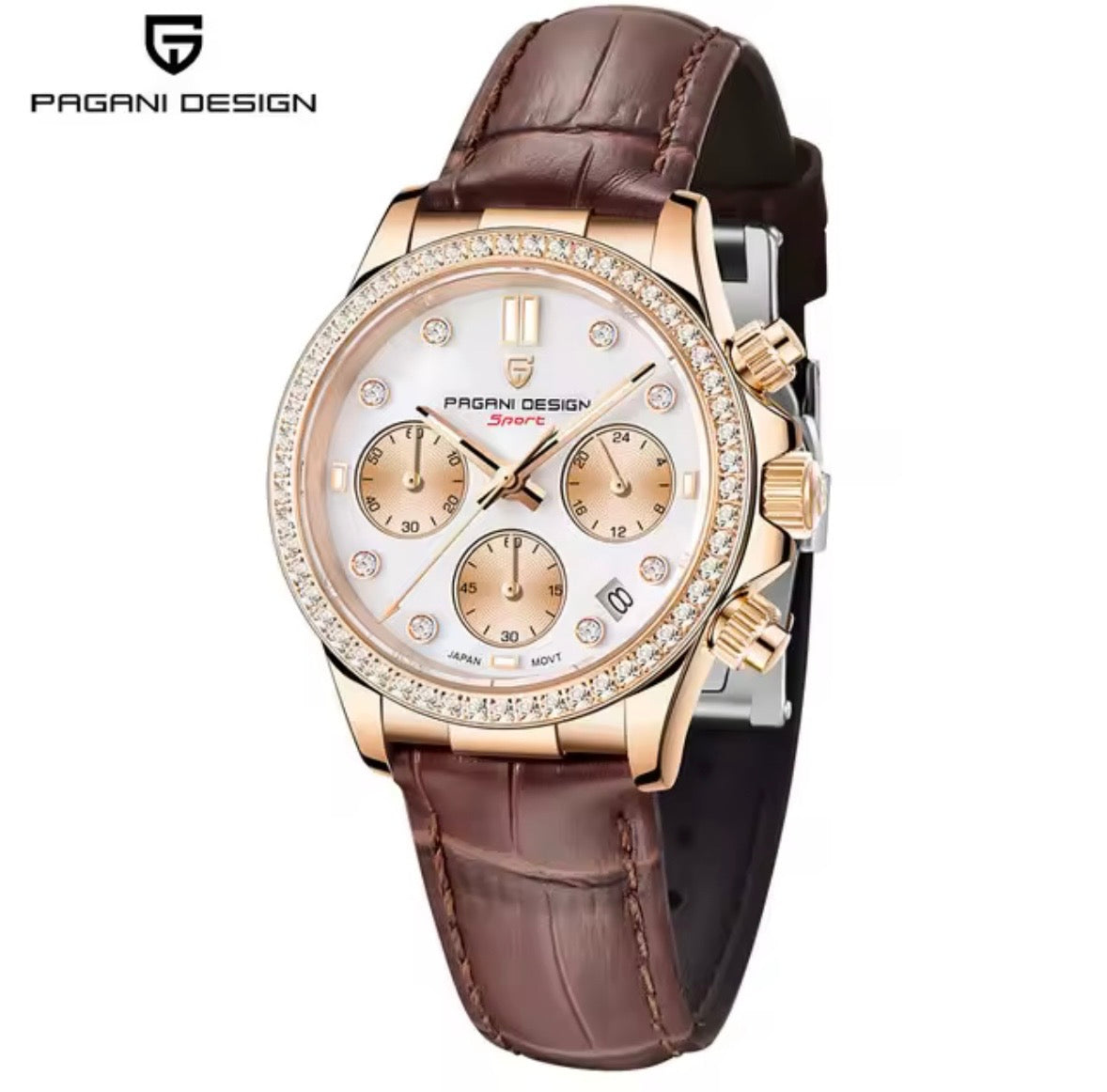 Pagani Design PD-1730 – Luxus Chronograph Uhr 36mm Quarz Lederarmband Saphirglas