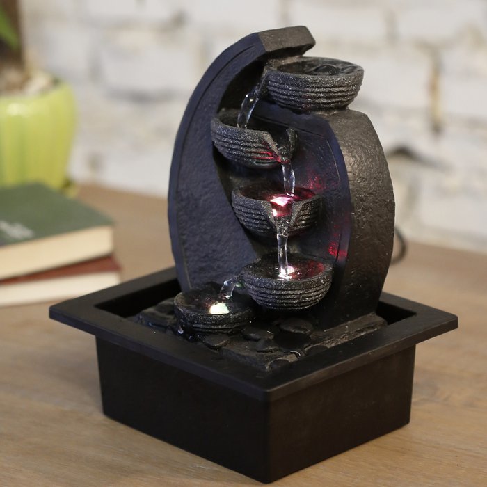 Zimmerbrunnen – Wasserfall V2 – Durchfluss 4 Stufen LED-Licht – Zen und entspannende Deko – Geschenkidee - Zen'Arôme