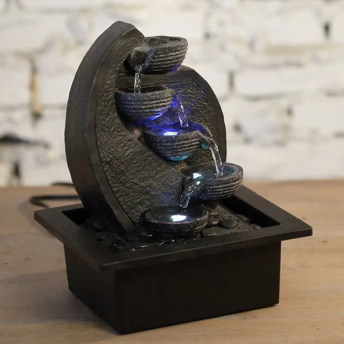 Zimmerbrunnen – Wasserfall V2 – Durchfluss 4 Stufen LED-Licht – Zen und entspannende Deko – Geschenkidee - Zen'Arôme